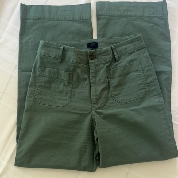NWOT J.Crew Lizzie High-Rise Wide-Leg Pants 27 Petite Pale Spinach | Linen Blend - Picture 4 of 11